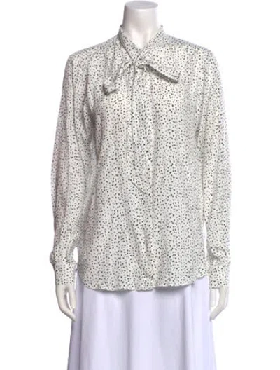 Pre-owned Goop G. Label Printed Long Sleeve Button-up Top In White
