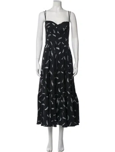 Pre-owned Goop G. Label Printed Midi Length Dress In Black