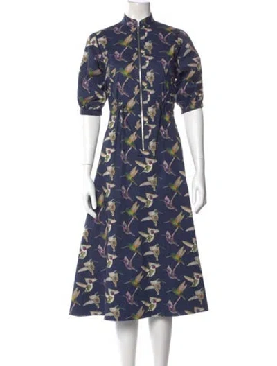 Pre-owned Goop G. Label Printed Midi Length Dress In Blue