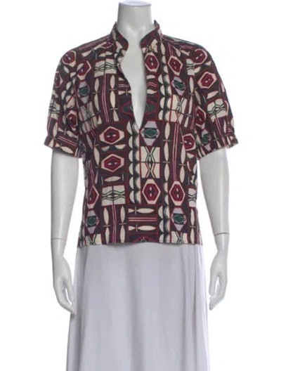 Pre-owned Goop G. Label Printed V-neck Top In Multi