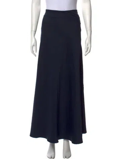 Pre-owned Goop G. Label Raw-edge Trim Long Skirt In Blue