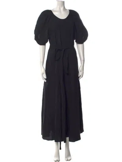 Pre-owned Goop G. Label Scoop Neck Long Dress In Black