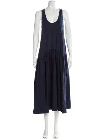 Pre-owned Goop G. Label Scoop Neck Long Dress In Blue