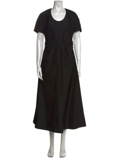 Pre-owned Goop G. Label Scoop Neck Midi Length Dress In Black