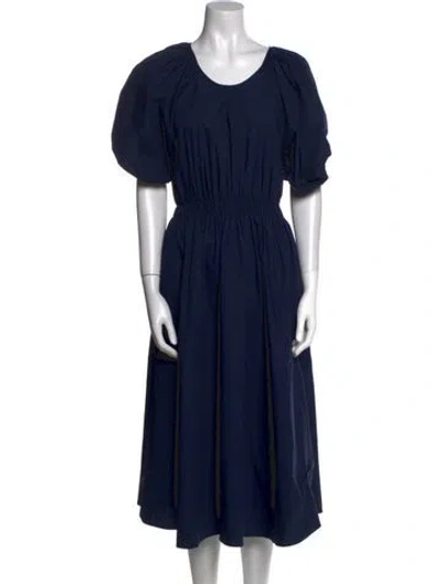 Pre-owned Goop G. Label Scoop Neck Midi Length Dress In Blue
