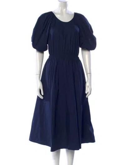 Pre-owned Goop G. Label Scoop Neck Midi Length Dress In Blue
