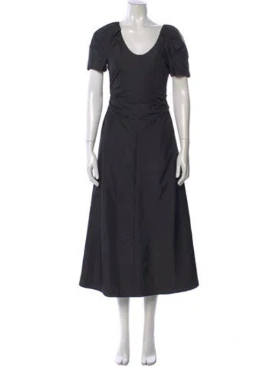 Pre-owned Goop G. Label Scoop Neck Midi Length Dress In Gray