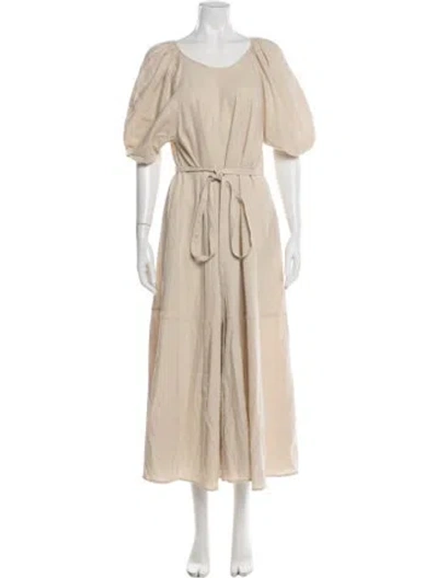 Pre-owned Goop G. Label Scoop Neck Midi Length Dress In Neutral