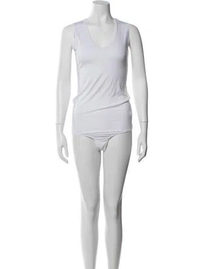 Pre-owned Goop G. Label Scoop Neck Sleeveless Top In White