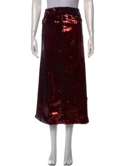 Pre-owned Goop G. Label Sequin Embellishments Midi Length Skirt In Red
