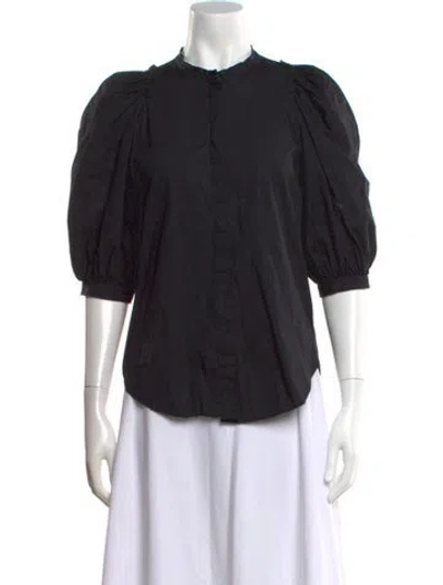 Pre-owned Goop G. Label Short Sleeve Blouse In Black