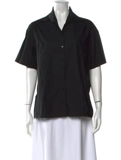 Pre-owned Goop G. Label Short Sleeve Button-up Top In Black