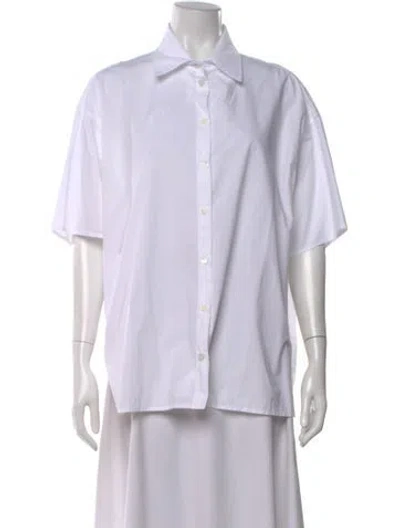 Pre-owned Goop G. Label Short Sleeve Button-up Top In White