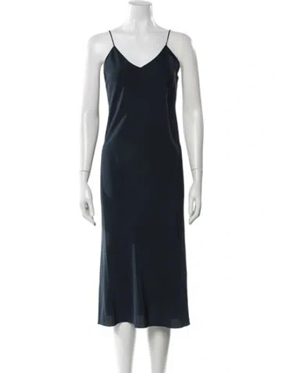 Pre-owned Goop G. Label Silk Midi Length Dress In Blue