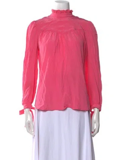 Pre-owned Goop G. Label Silk Mock Neck Blouse In Pink