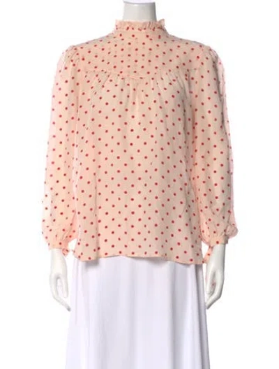 Pre-owned Goop G. Label Silk Polka Dot Print Blouse In Pink