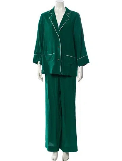 Pre-owned Goop G. Label Silk Set In Green