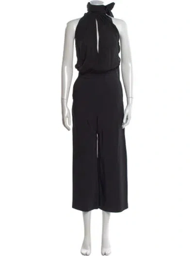 Pre-owned Goop G. Label Silk V-neck Jumpsuit In Black