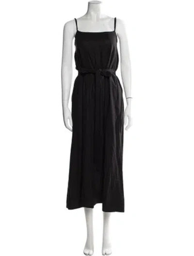 Pre-owned Goop G. Label Square Neckline Midi Length Dress In Black