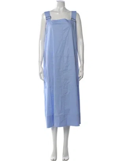 Pre-owned Goop G. Label Square Neckline Midi Length Dress In Blue