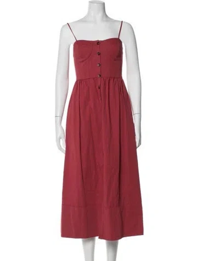 Pre-owned Goop G. Label Square Neckline Midi Length Dress In Red