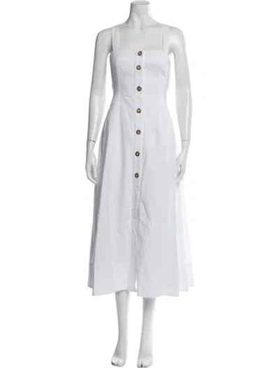 Pre-owned Goop G. Label Square Neckline Midi Length Dress In White