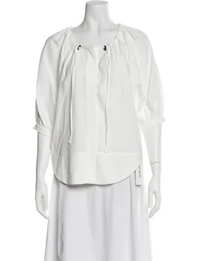 Pre-owned Goop G. Label Square Neckline Short Sleeve Blouse In Neutral