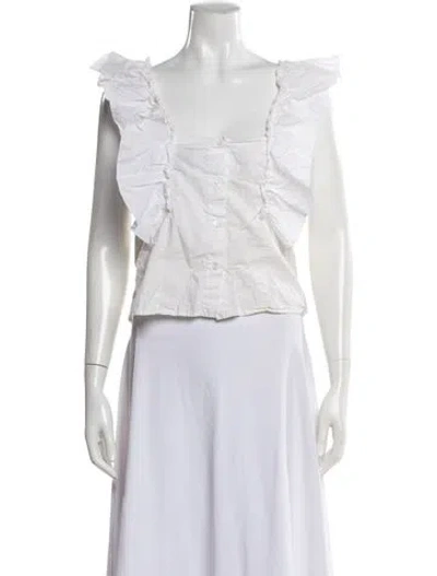 Pre-owned Goop G. Label Square Neckline Sleeveless Blouse In White