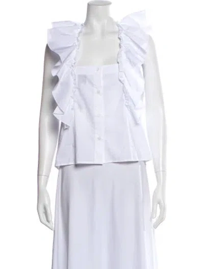 Pre-owned Goop G. Label Square Neckline Sleeveless Blouse In White