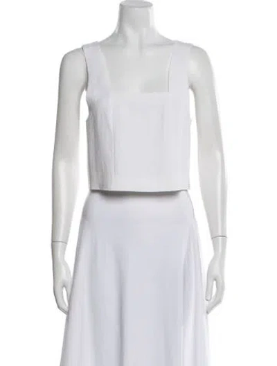 Pre-owned Goop G. Label Square Neckline Sleeveless Crop Top In White