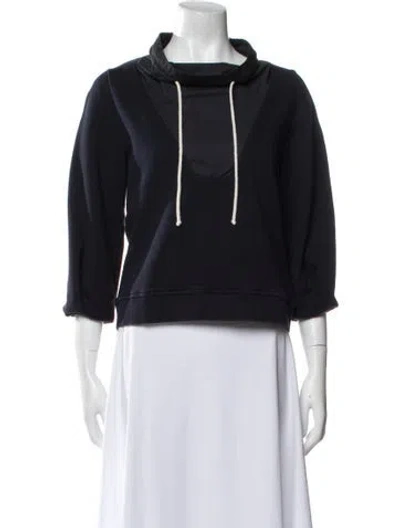 Pre-owned Goop G. Label Square Neckline Three-quarter Sleeve Sweatshirt In Blue