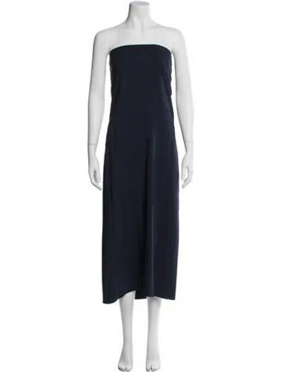 Pre-owned Goop G. Label Strapless Midi Length Dress In Blue