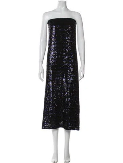Pre-owned Goop G. Label Strapless Midi Length Dress In Blue