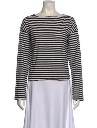 Pre-owned Goop G. Label Striped Bateau Neckline Top In Neutral