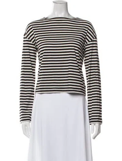 Pre-owned Goop G. Label Striped Bateau Neckline Top In Neutral