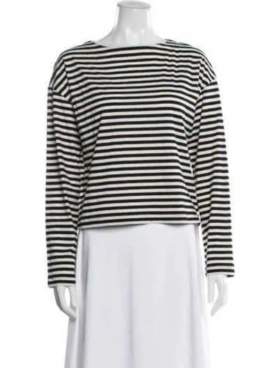 Pre-owned Goop G. Label Striped Bateau Neckline Top In White