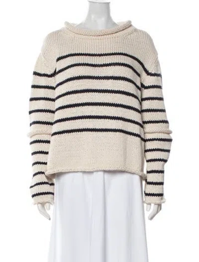 Pre-owned Goop G. Label Striped Crew Neck Sweater In Neutral