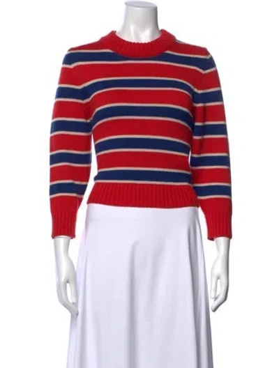 Pre-owned Goop G. Label Striped Crew Neck Sweater In Red