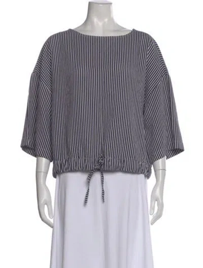 Pre-owned Goop G. Label Striped Crew Neck Top In Blue