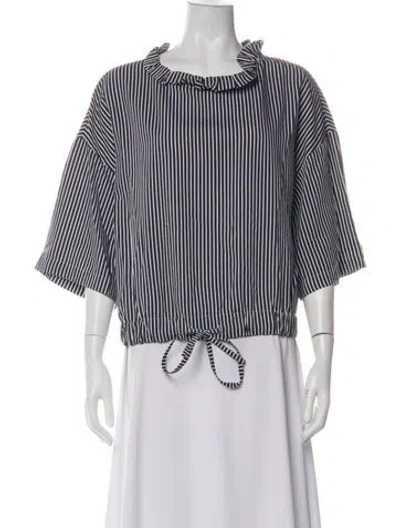 Pre-owned Goop G. Label Striped Crew Neck Top In Green