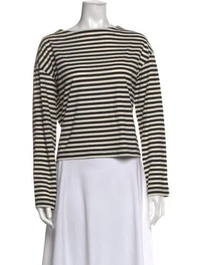 Pre-owned Goop G. Label Striped Crew Neck T-shirt In Black