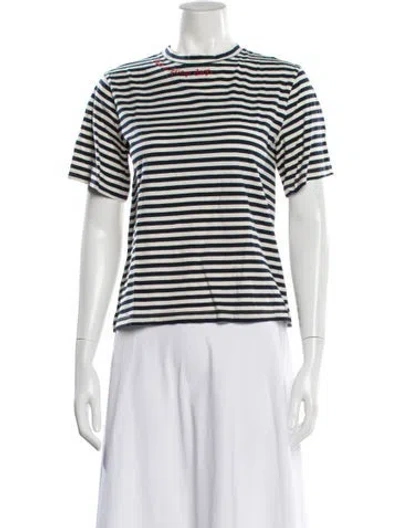 Pre-owned Goop G. Label Striped Crew Neck T-shirt In White