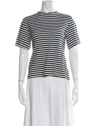 Pre-owned Goop G. Label Striped Crew Neck T-shirt In White