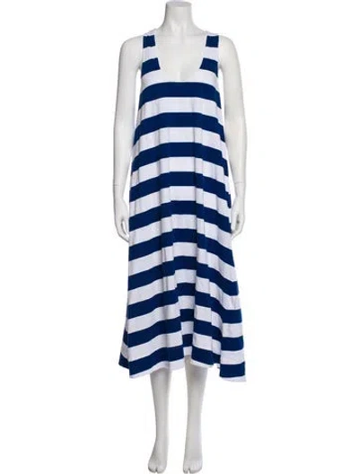 Pre-owned Goop G. Label Striped Long Dress In Blue