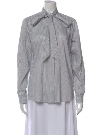 Pre-owned Goop G. Label Striped Long Sleeve Blouse In White