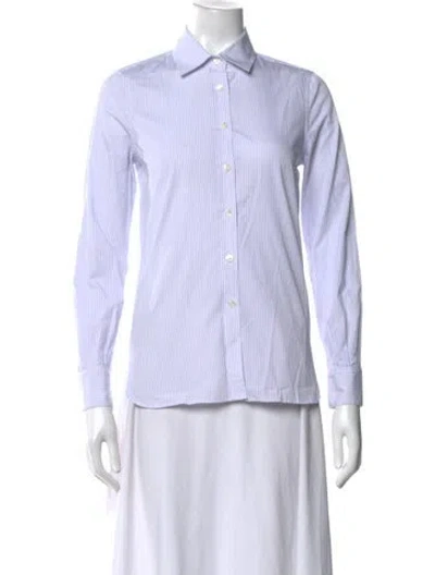 Pre-owned Goop G. Label Striped Long Sleeve Button-up Top In White