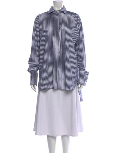 Pre-owned Goop G. Label Striped Long Sleeve Button-up Top In White