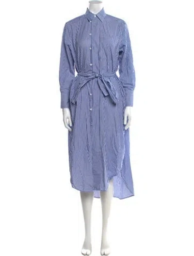 Pre-owned Goop G. Label Striped Midi Length Dress In Blue