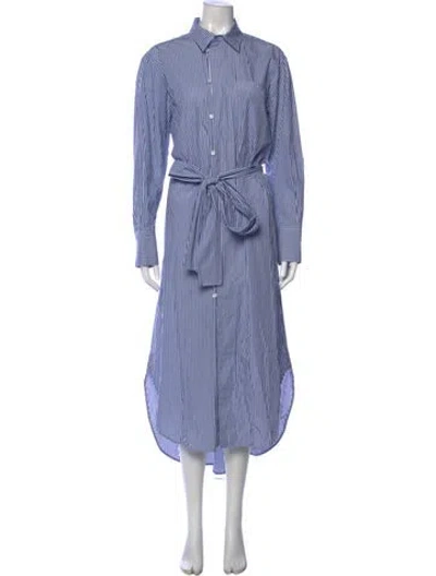 Pre-owned Goop G. Label Striped Midi Length Dress In Blue