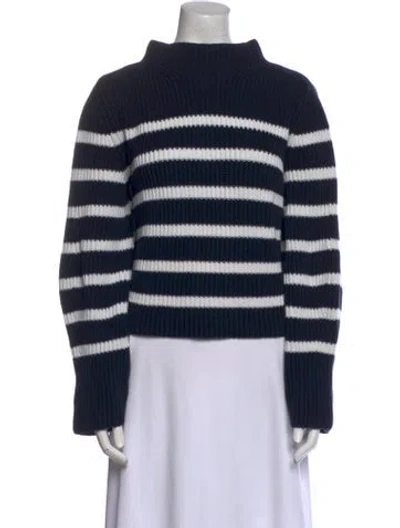 Pre-owned Goop G. Label Striped Mock Neck Sweater In Blue